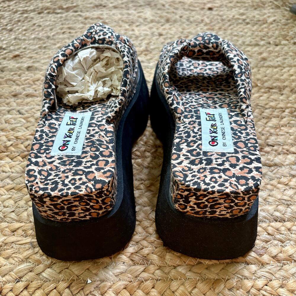 Vintage Y2K Chinese Laundry leopard print platform slides - Picture 3 of 5